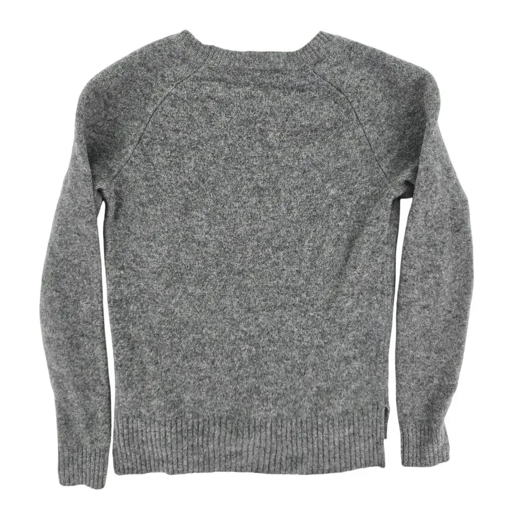 Madewell NY Merino Wool Leather Crewneck Sweater Gray S